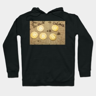 Bitcoins On Old Map Hoodie